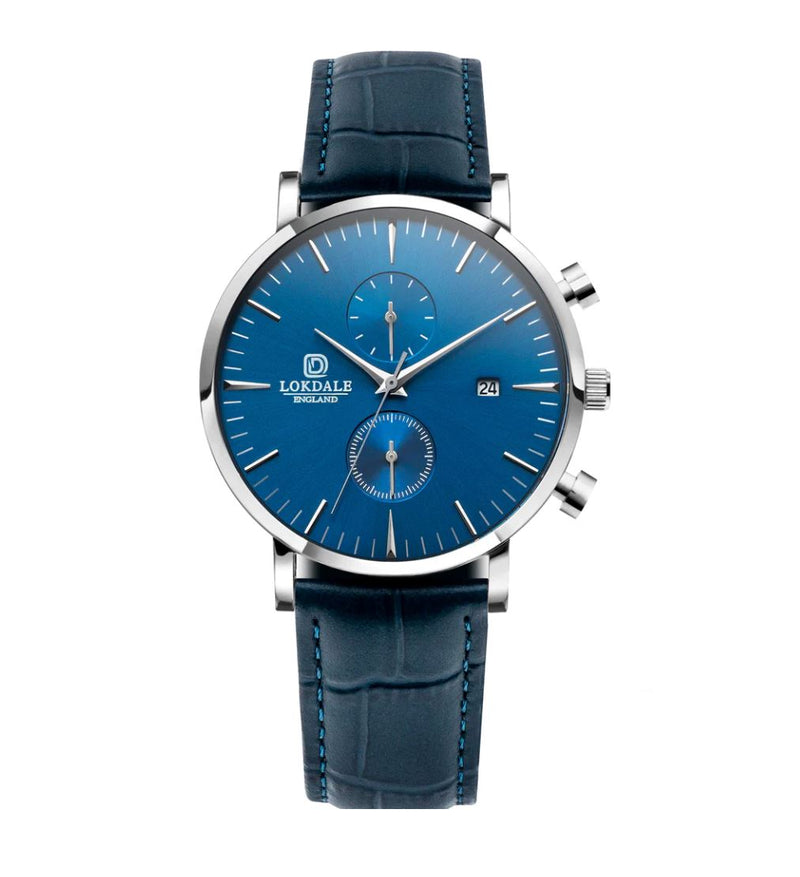 Nuthatch Chronotica - Silver Bleu Watches LOKDALE LTD Blue Leather 