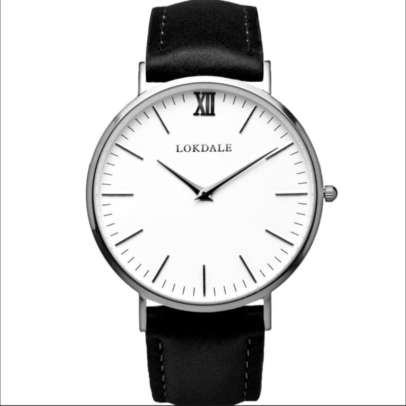 Avocet - Silver Blanc Watches LOKDALE WATCHES Black Leather 